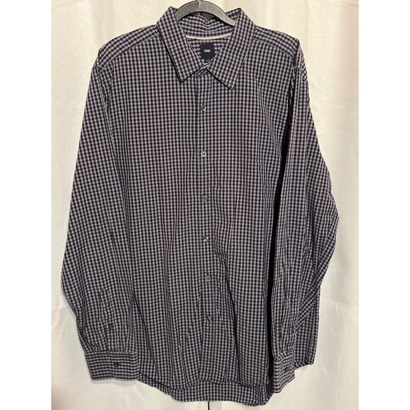 Gap Mens XL Black & Slate Checkered Long-Sleeve Button-Down Shirt - Picture 1 of 9